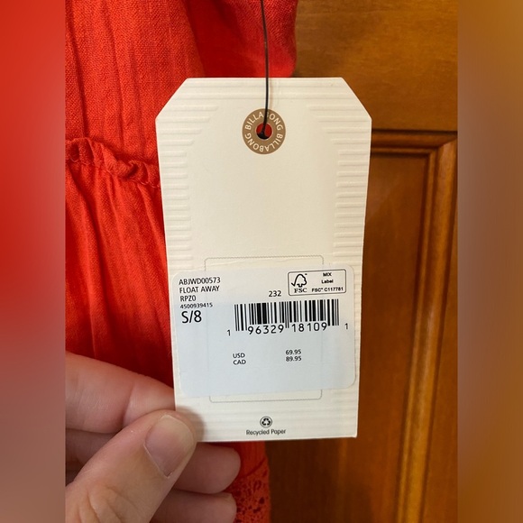 Billabong Juniors Float Away Mini Dress Baby Doll Swing Spaghetti Strap Size S - Picture 4 of 8